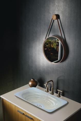 Small oval mirror with Kohler Bathroom washbasin